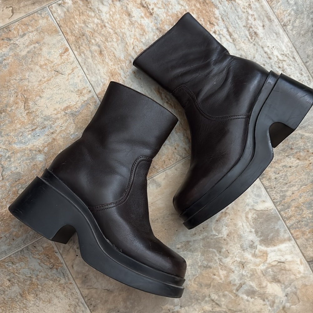 VTG STEVE MADDEN “Rare”!Leather Chunky Boots 90s Y2K - Picture 3 of 15